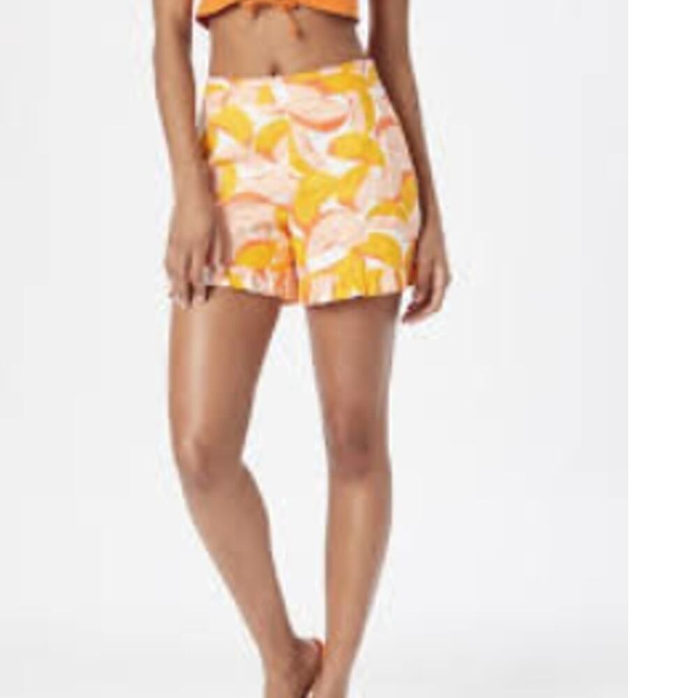 Kate Spade Peaches Print Orange and White Fruit Print Shorts Size 26 / 2 / XS - Picture 2 of 7